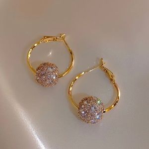 14K Gold plated Round Zircon Beads  hoop luxury Earrings
